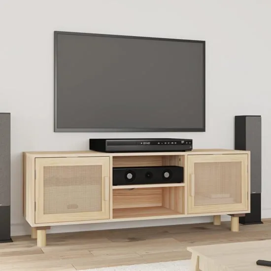Alfy TV Stand with 2 Doors - Brown, Rattan