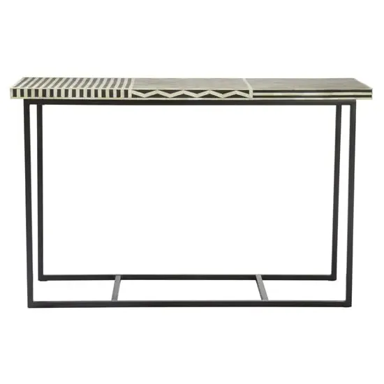 Algieba Console Table with Metal Base - Black, Mango Wood