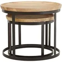 Algieba Round Nest of 2 Tables - Natural, Mango Wood