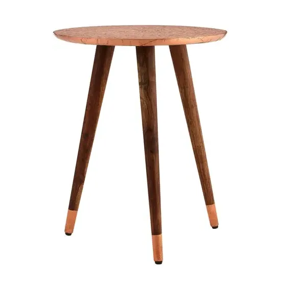 Algieba Round Side Table - Copper, Sheesham Wood image