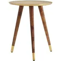 Algieba Round Side Table - Gold, Sheesham Wood