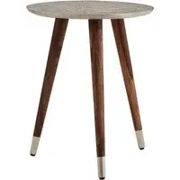 Algieba Round Side Table - White, Sheesham Wood