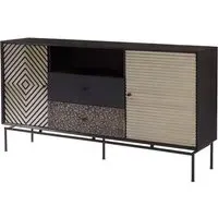 Algieba Sideboard with 2 Doors 2 Drawers - Black, Mango Wood