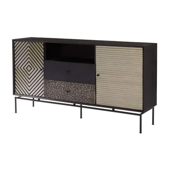 Algieba Sideboard with 2 Doors 2 Drawers - Black, Mango Wood image