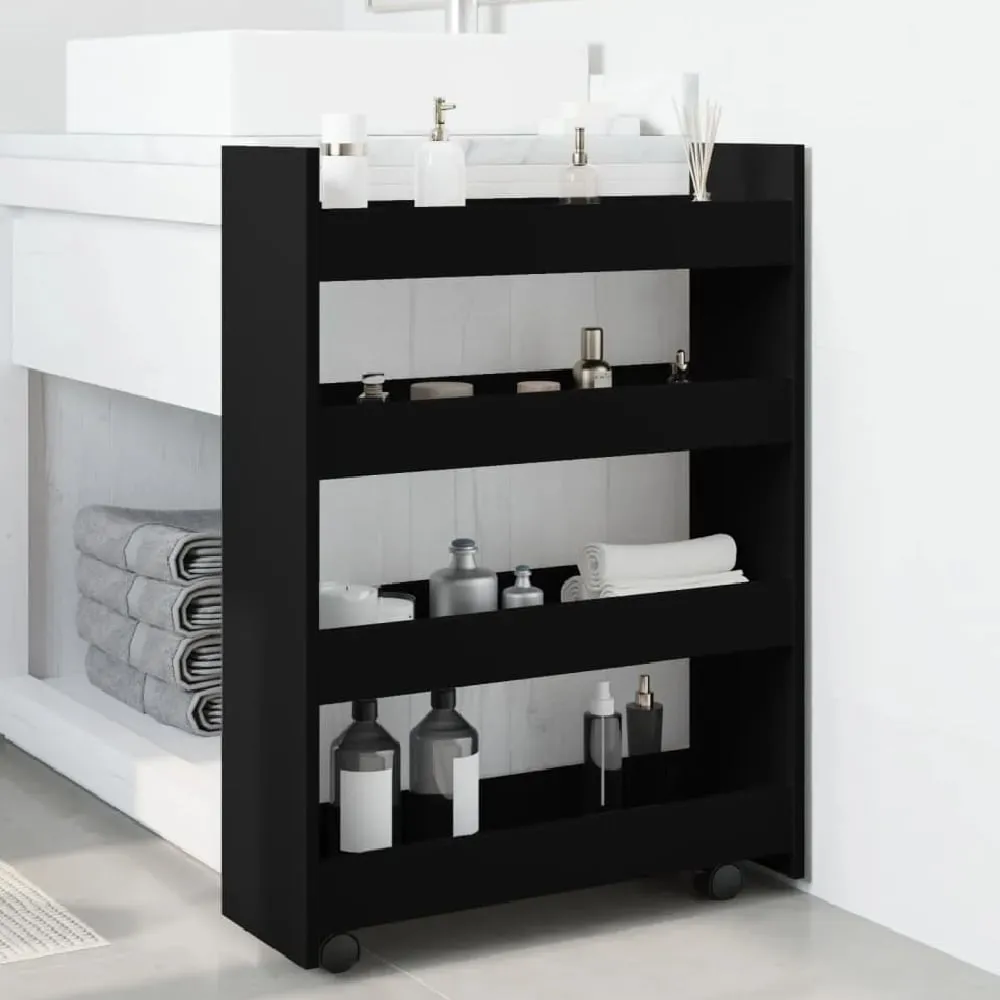 Algona Kitchen Trolley with 4 Shelves - Black, Wood