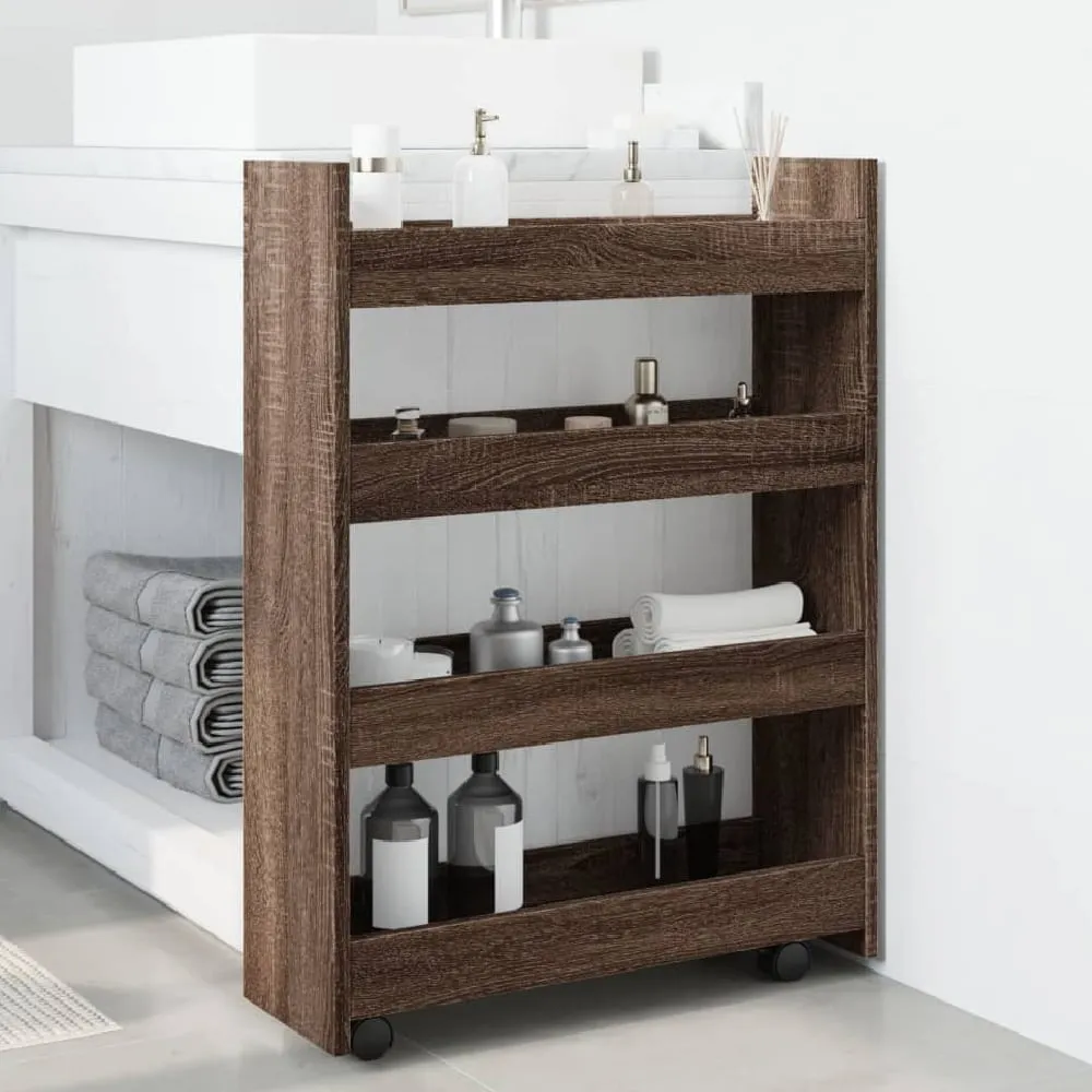 Algona Kitchen Trolley with 4 Shelves - Brown, Wood