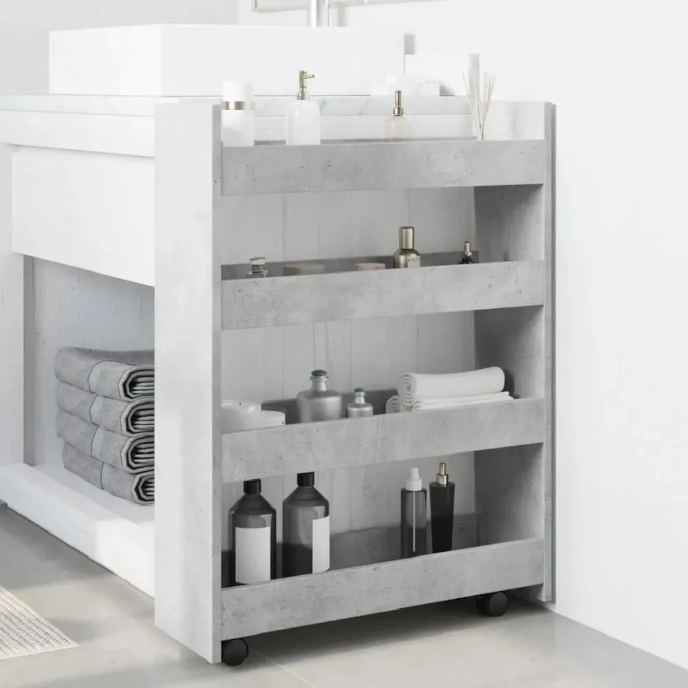 Algona Kitchen Trolley with 4 Shelves - Grey, Wood image