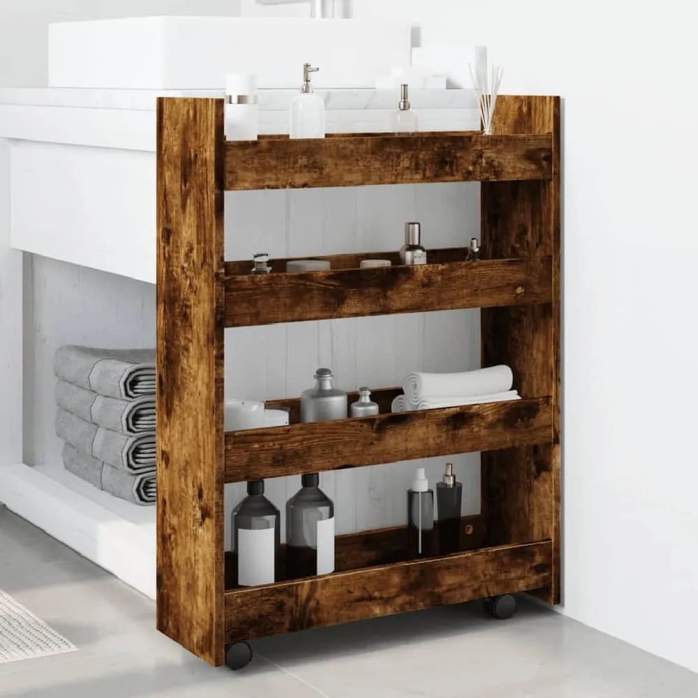 Algona Kitchen Trolley with 4 Shelves - Smoked Oak product