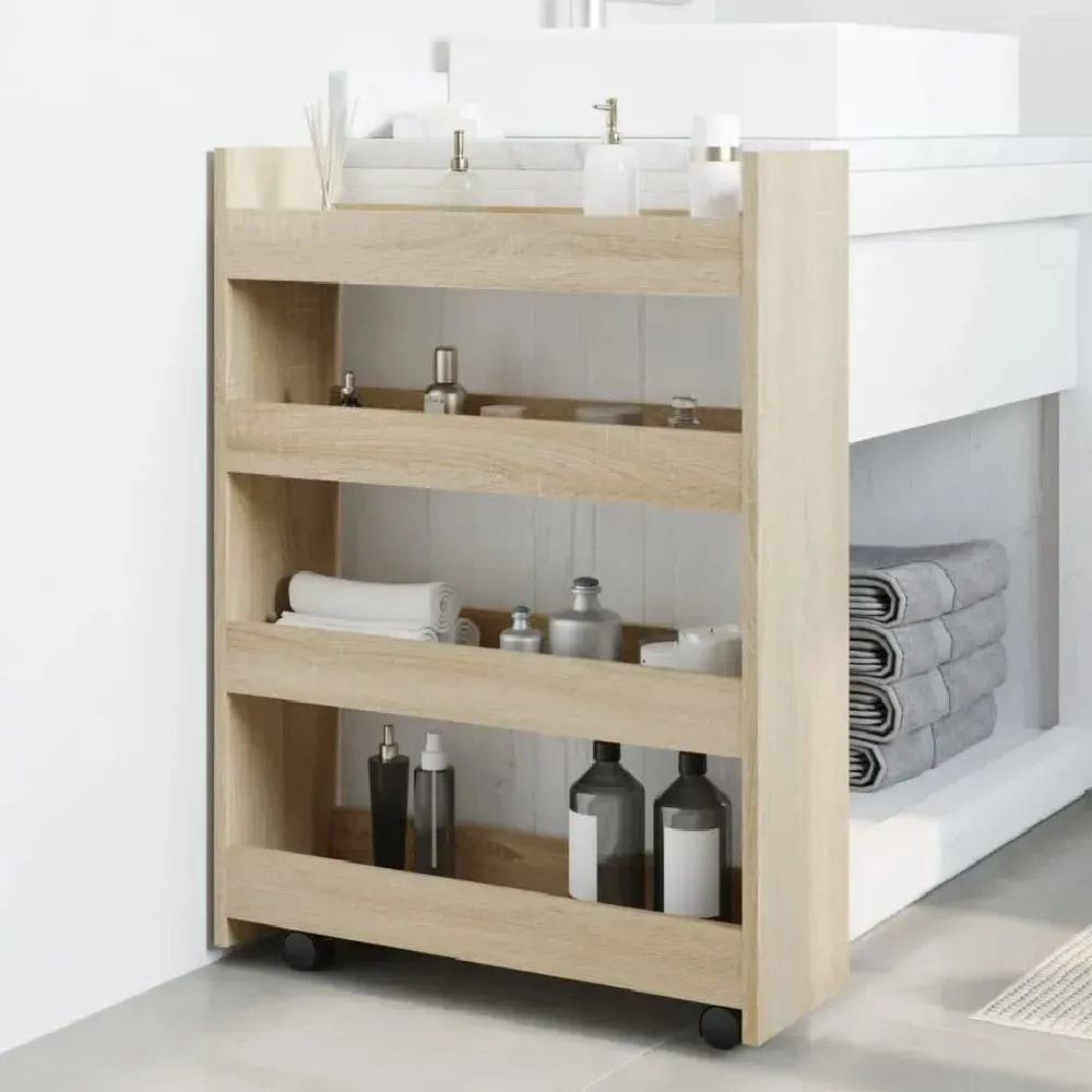 Algona Kitchen Trolley with 4 Shelves - Sonoma Oak, Wood