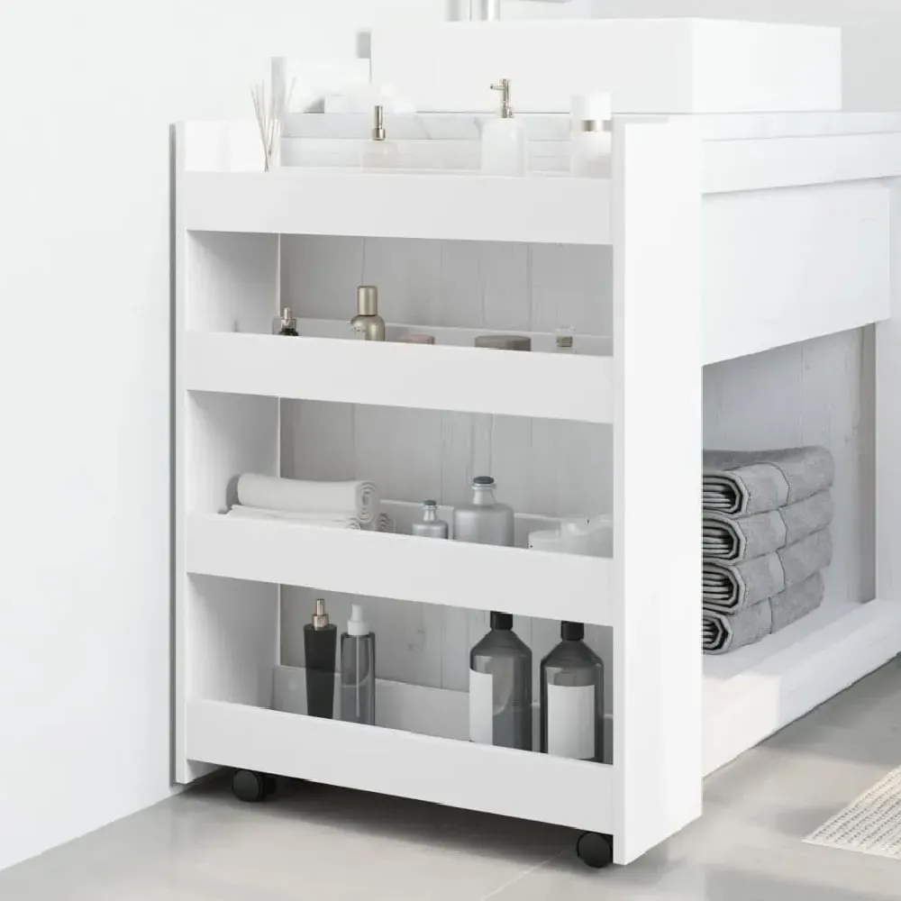 Algona Kitchen Trolley with 4 Shelves - White, Wood