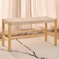 Algona Rattan Hallway Seating Bench with Wooden Frame - Oak