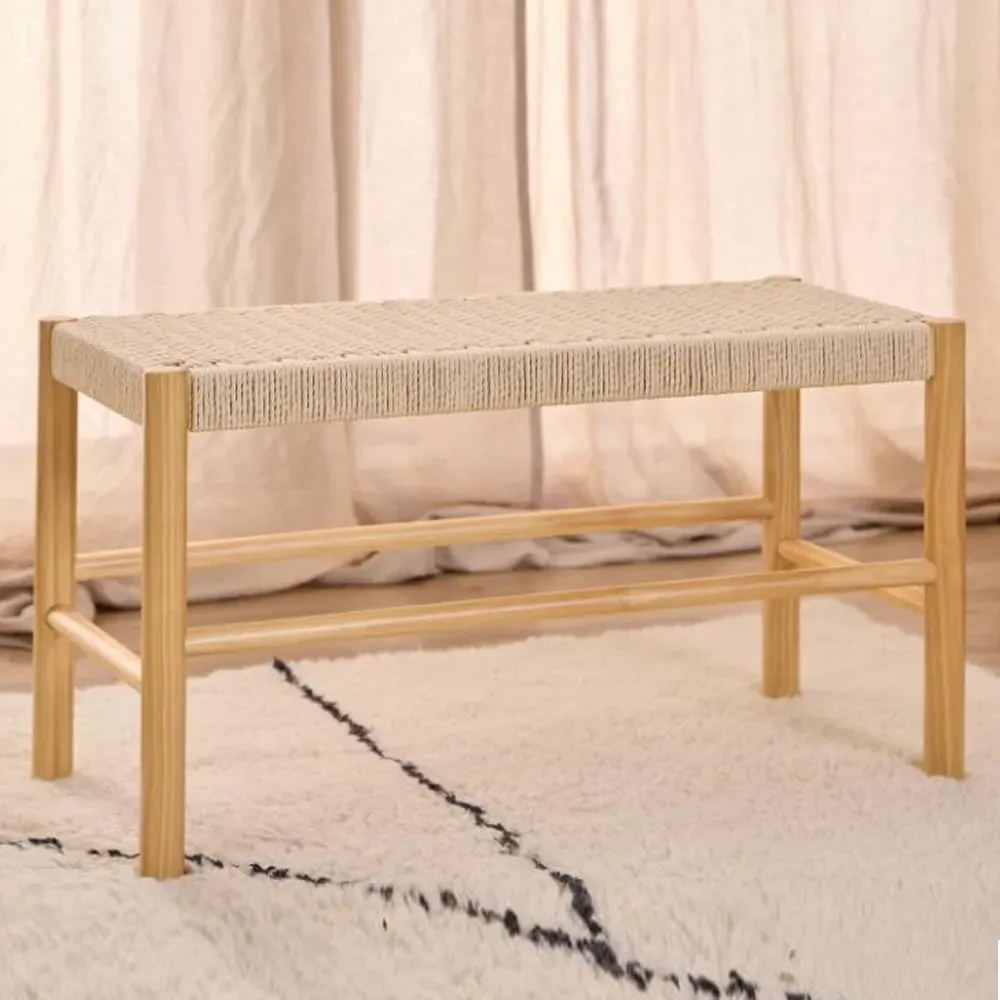 Algona Rattan Hallway Seating Bench with Wooden Frame - Oak