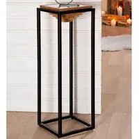 Algona Square Decorative Pillar - Brown, Black Metal