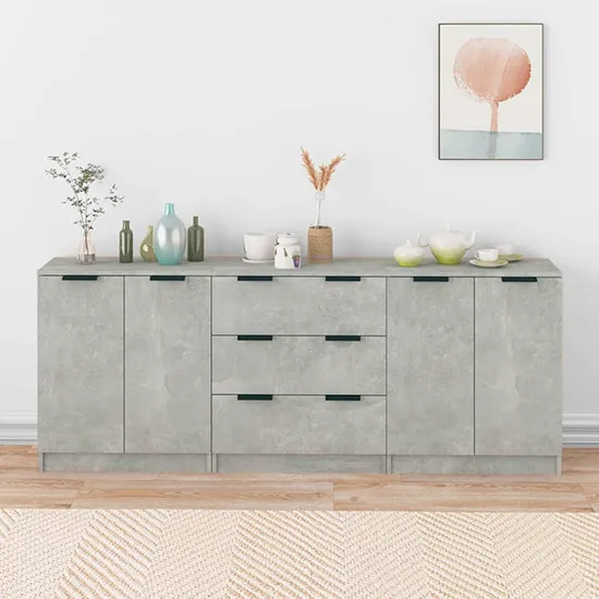 Algot Sideboard with 4 Doors & 3 Drawers - Concrete Effect product