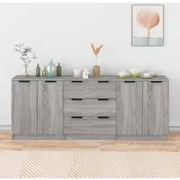 Algot Sideboard with 4 Doors 3 Drawers - Grey, Sonoma Oak