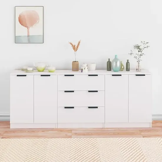 Algot Sideboard with 4 Doors 3 Drawers - White, Engineered Wood