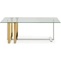 Alicante Coffee Table - Clear Glass, Gold