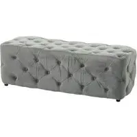 Alicia Hallway Seating Bench - Grey, Velvet