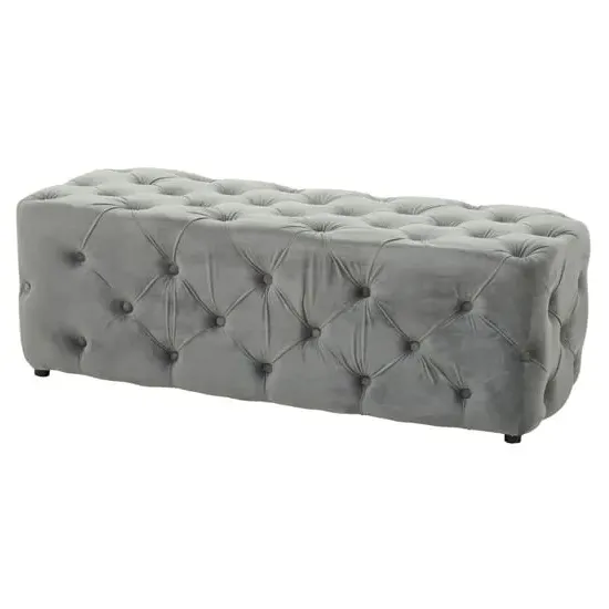 Alicia Hallway Seating Bench - Grey, Velvet