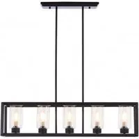 Alike Rectangular 5 Bulbs Pendant Light - Black, Glass