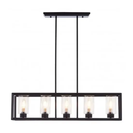 Alike Rectangular 5 Bulbs Pendant Light - Black, Glass image