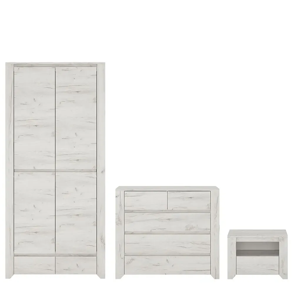 Alink Furniture Set with 2 Door Wardrobe - White Oak