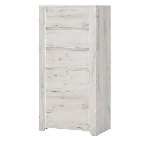 Alink Wooden Sideboard with 1 Door 3 Drawers - White image