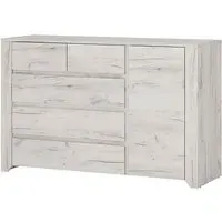 Alink Wooden Sideboard with 1 Door 5 Drawers - White