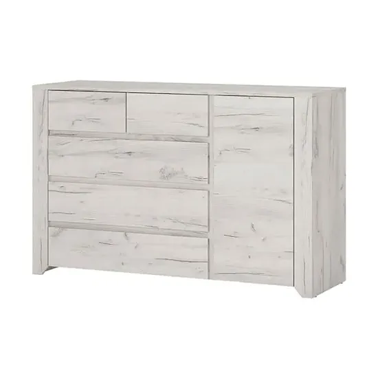 Alink Wooden Sideboard with 1 Door 5 Drawers - White