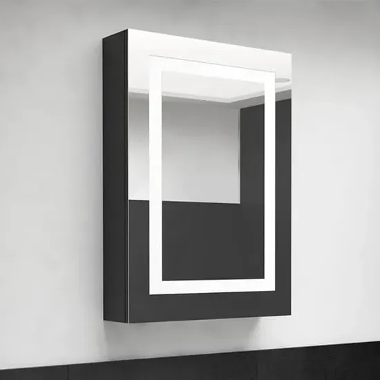 Aliso Mirrored Cabinet with LED - Black, MDF image