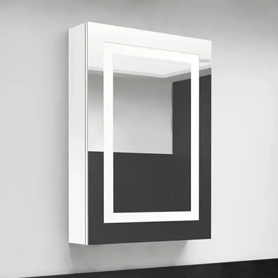 Aliso Mirrored Cabinet with LED - White, MDF