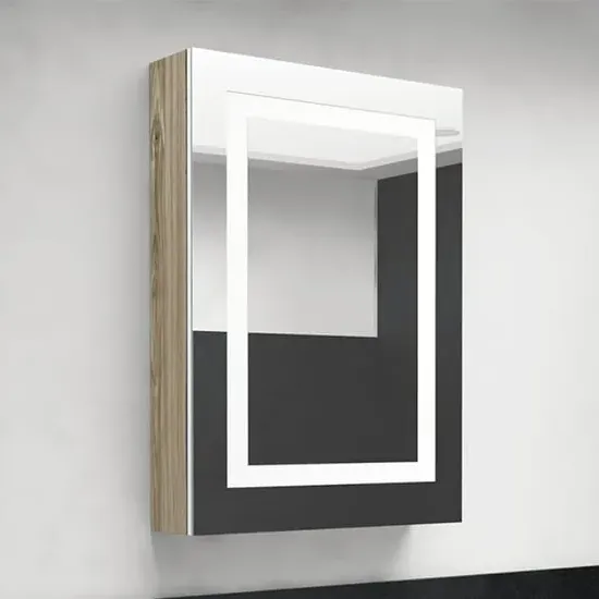 Aliso Mirrored Cabinet with LED - White Oak, MDF