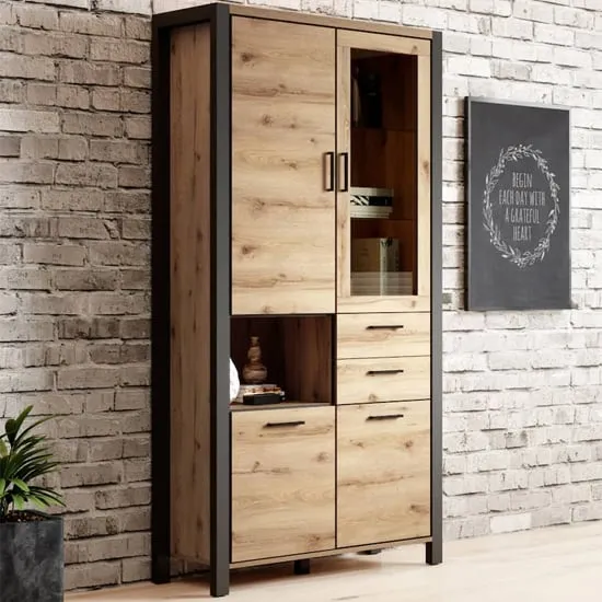 Aliso Tall Display Cabinet with LED - Taurus Oak