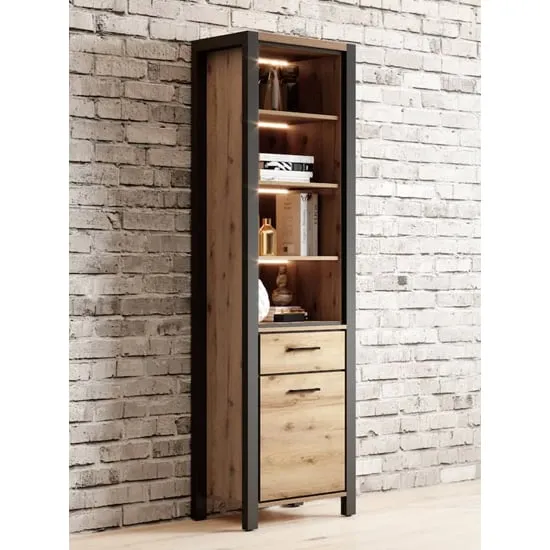 Aliso Tall Shelving Cabinet with LED - Taurus Oak