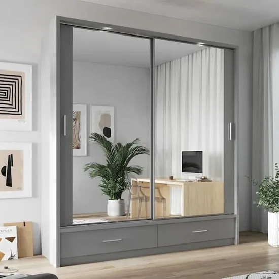 Aliso Wardrobe with 2 Sliding Doors - Matt Grey