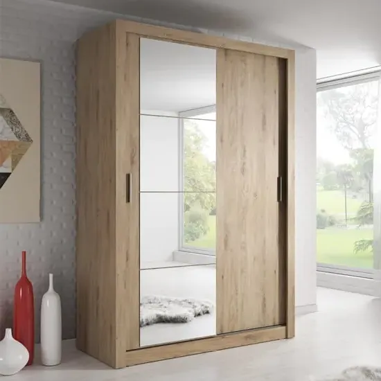 Aliso Wardrobe with 2 Sliding Doors - Shetland Oak