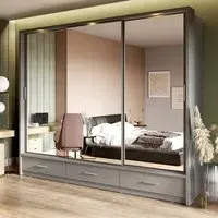 Aliso Wardrobe with 3 Sliding Doors - Matt Grey