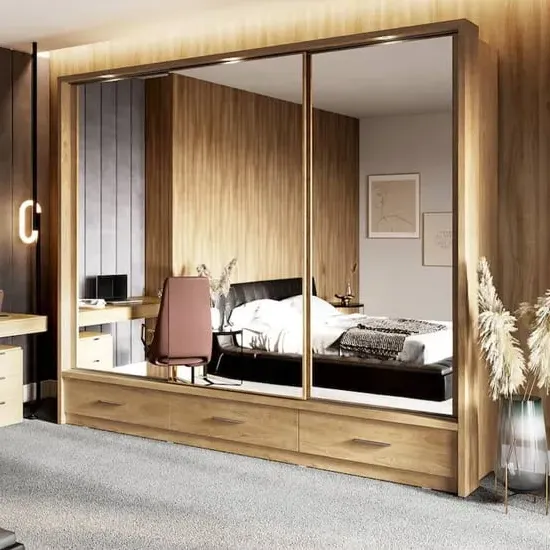 Aliso Wardrobe with 3 Sliding Doors - Shetland Oak