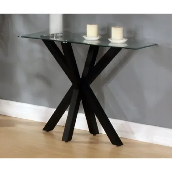 Alissa Console Table - Black, Clear Glass