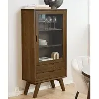 Alisto Display Cabinet with 1 Door 2 Drawers - Smoked Oak