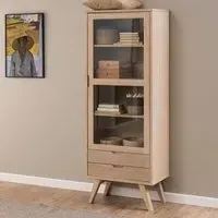 Alisto Tall Display Cabinet - Oak White