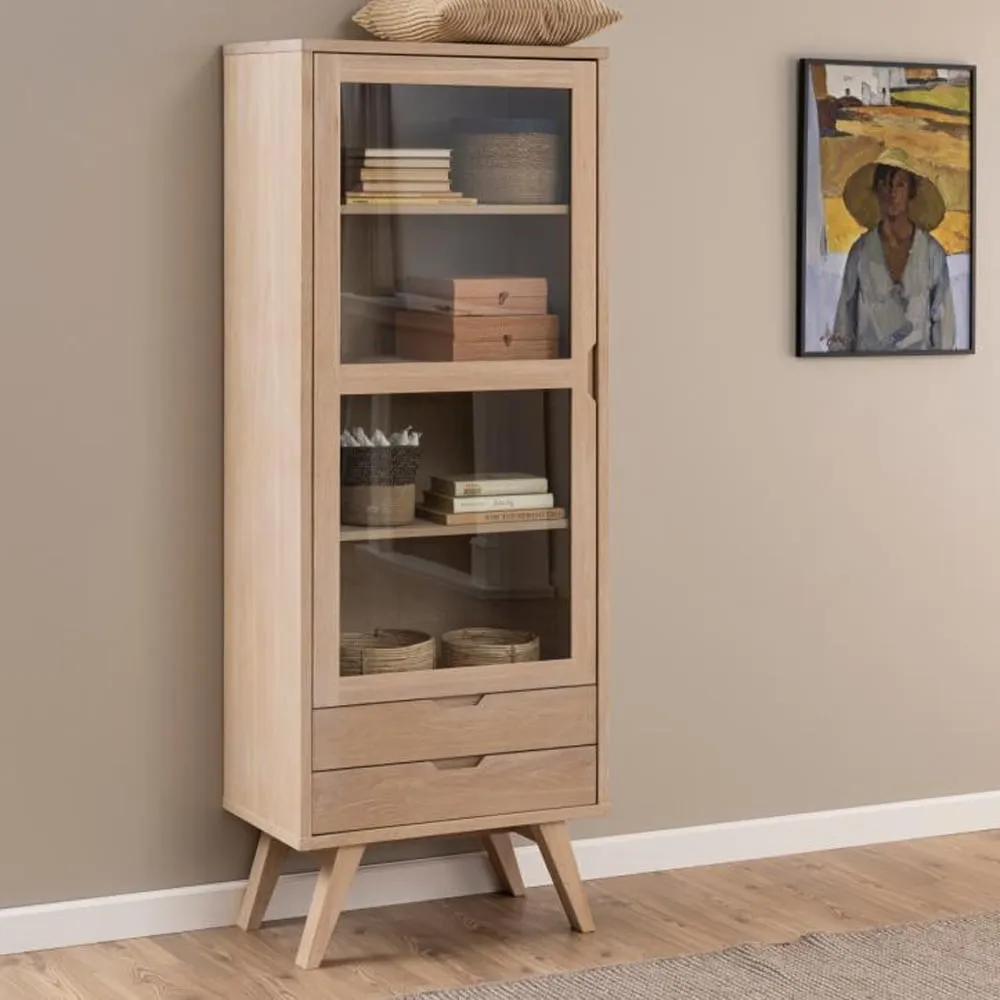 Alisto Tall Display Cabinet - Oak White image
