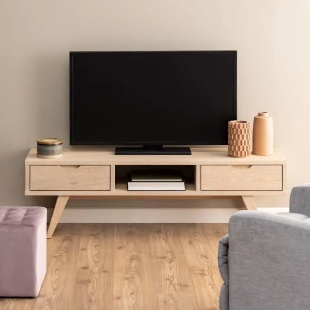 Alisto TV Stand with 2 Drawers - White Oak