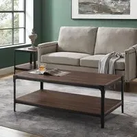 Alita Coffee Table with Undershelf - Dark Walnut