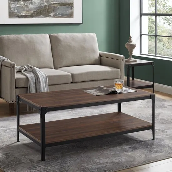 Alita Coffee Table with Undershelf - Dark Walnut