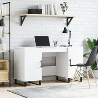 Alivia Computer Desk with 2 Doors - White, Engineered Wood