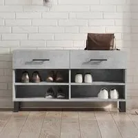 Alivia Shoe Storage Bench with 2 Drawers - Concrete Effect