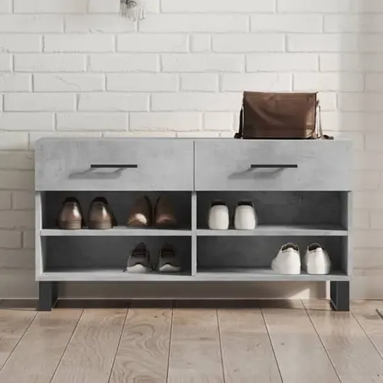 Alivia Shoe Storage Bench with 2 Drawers - Concrete Effect image