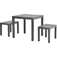 Aliza Garden Dining Set with 2 Benches - Brown, Plastic