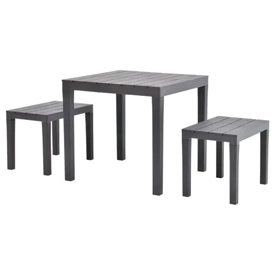 Aliza Garden Dining Set with 2 Benches - Brown, Plastic